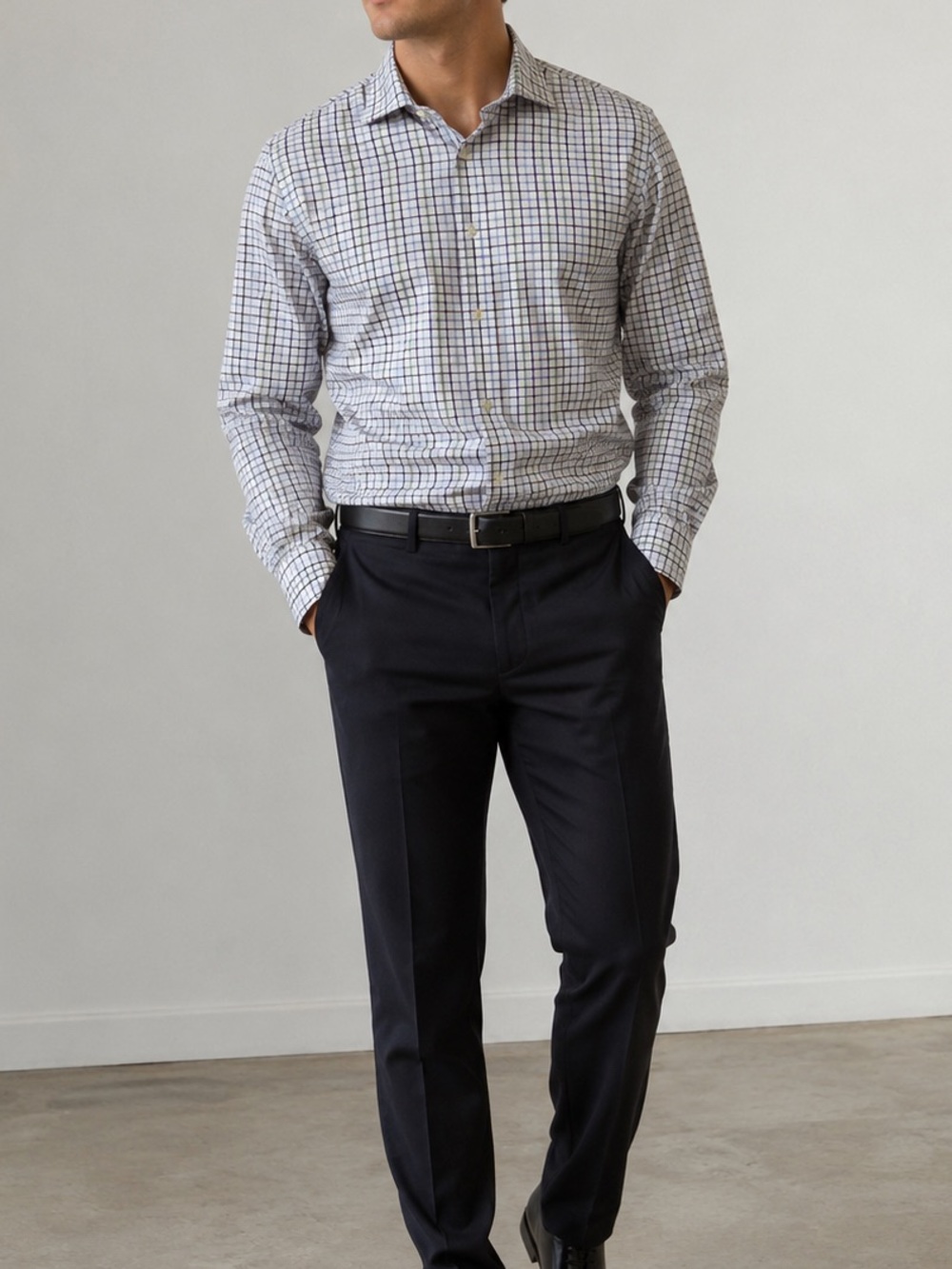 Ralph Lauren White Shirt with Blue and Green Check